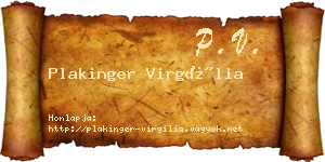 Plakinger Virgília névjegykártya